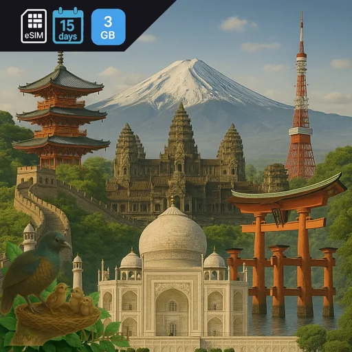 Asia (20 areas) 3GB 15Days