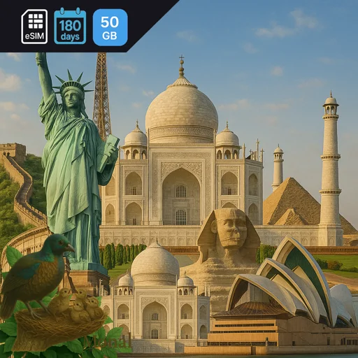 Asia (7 areas) 50GB 180Days