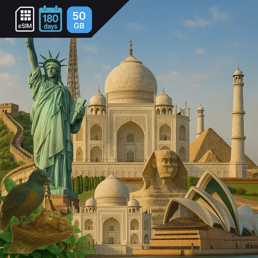 Asia (7 areas) 50GB 180Days