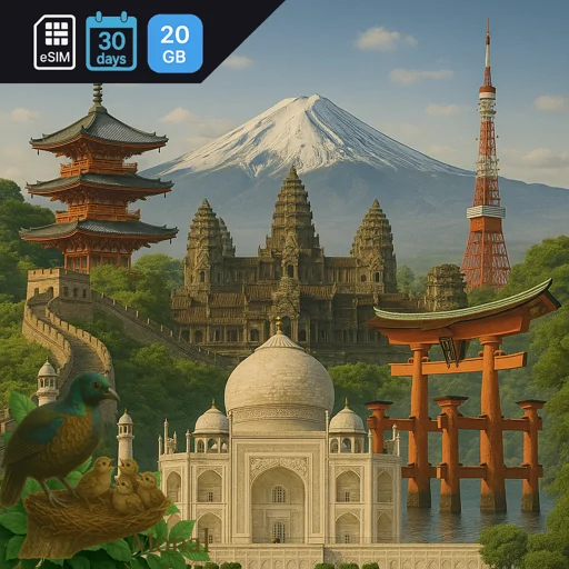 Asia (14 areas) 20GB 30Days