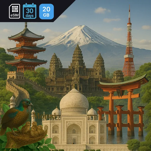 Asia (20 areas) 20GB 30Days