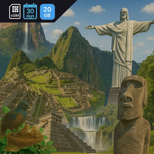 South America (6 areas) 20GB 30Days