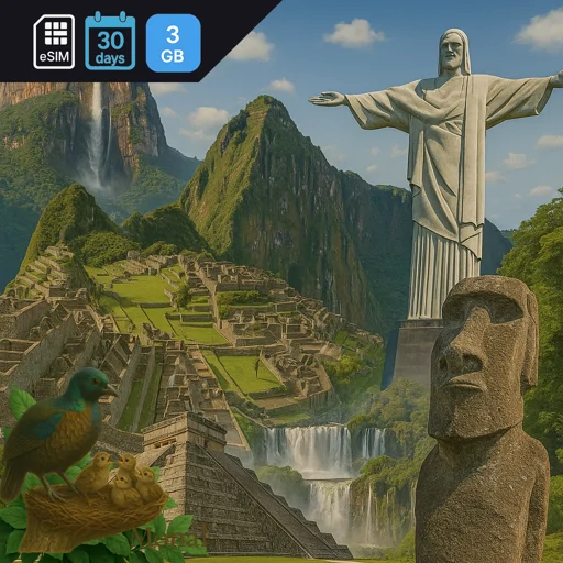 South America (6 areas) 3GB 30Days