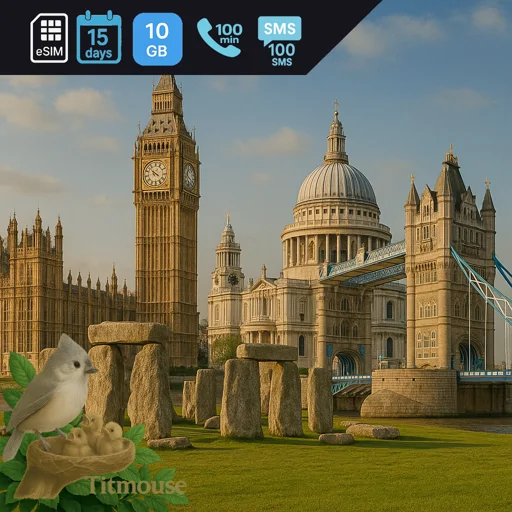 United Kingdom - 10 GB - 100 SMS - 100 Mins - 15 days