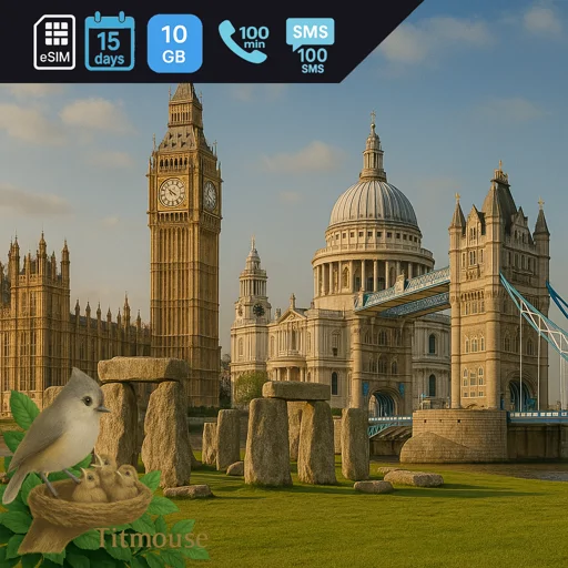 United Kingdom - 10 GB - 100 SMS - 100 Mins - 15 days