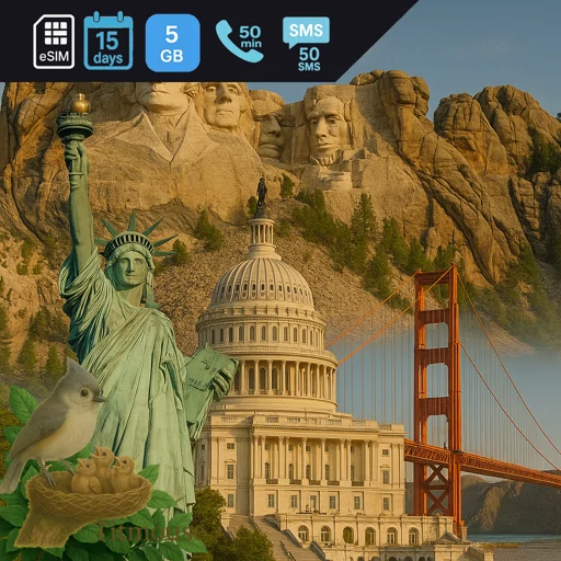 United States - 5 GB - 50 SMS - 50 Mins - 15 days