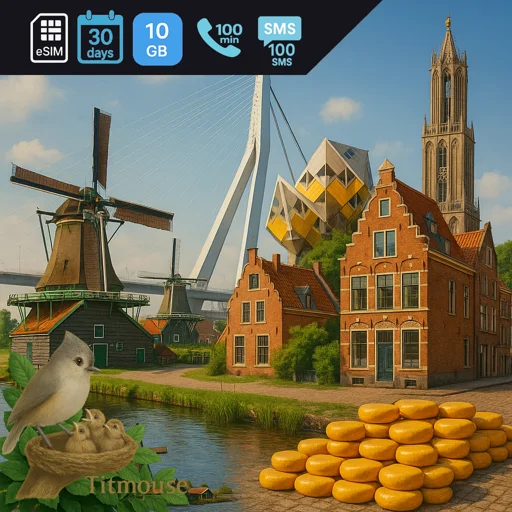 Netherlands - 10 GB - 100 SMS - 100 Mins - 30 days