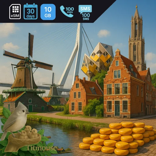 Netherlands - 10 GB - 100 SMS - 100 Mins - 30 days