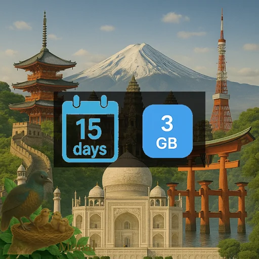 Asia (14 areas) 3GB 15Days