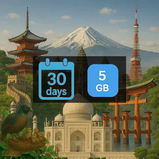 Asia (14 areas) 5GB 30Days