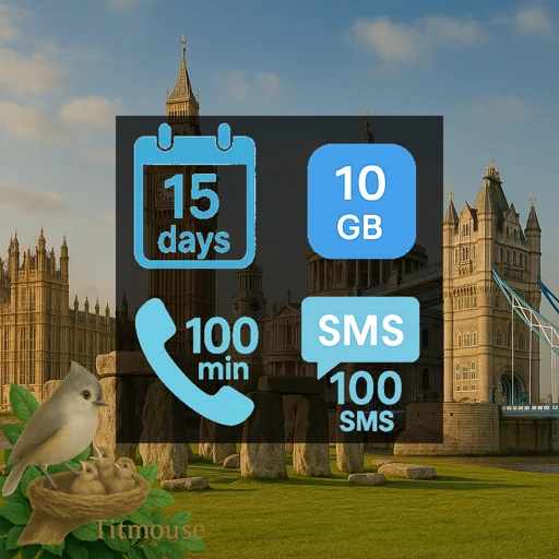United Kingdom - 10 GB - 100 SMS - 100 Mins - 15 days