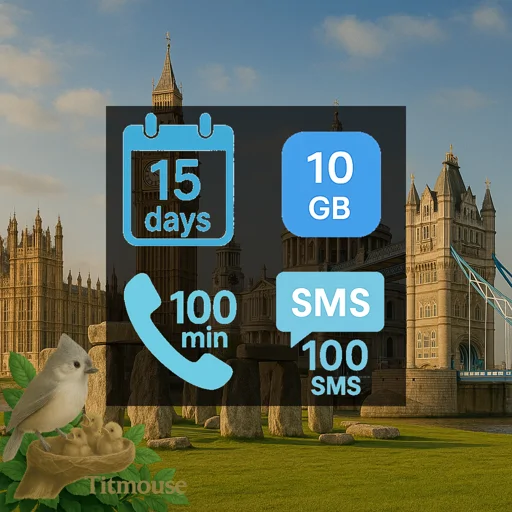 United Kingdom - 10 GB - 100 SMS - 100 Mins - 15 days