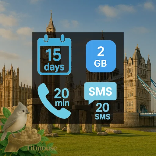 United Kingdom - 2 GB - 20 SMS - 20 Mins - 15 Days