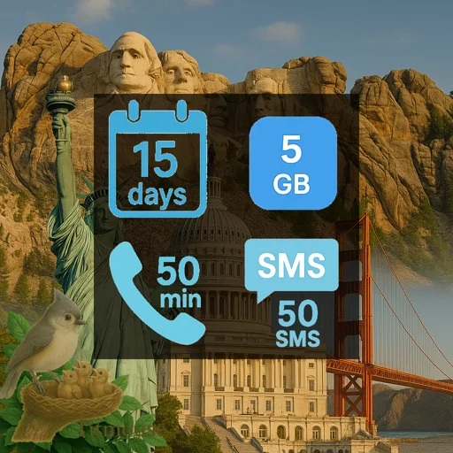 United States - 5 GB - 50 SMS - 50 Mins - 15 days