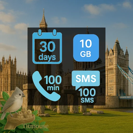 United Kingdom - 10 GB - 100 SMS - 100 Mins - 30 Days