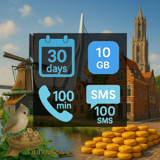Netherlands - 10 GB - 100 SMS - 100 Mins - 30 days