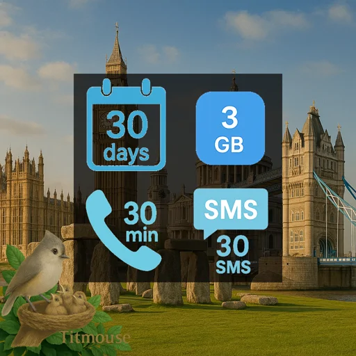 United Kingdom - 3 GB - 30 SMS - 30 Mins - 30 Days
