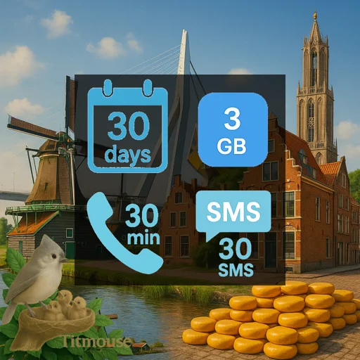 Netherlands - 3 GB - 30 SMS - 30 Mins - 30 days