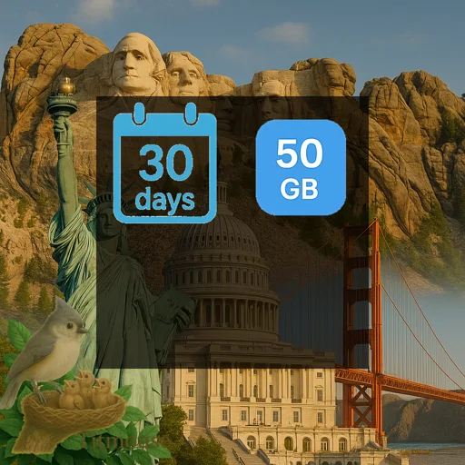 United States - 50 GB - 500 SMS - 500 Mins - 30 days