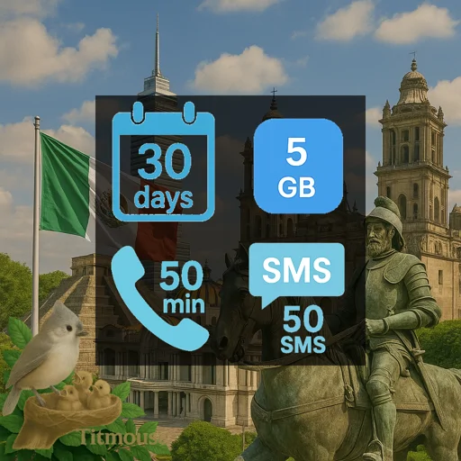 Mexico - 5 GB - 50 SMS - 50 Mins - 30 Days