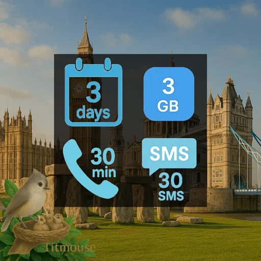United Kingdom - 3 GB - 30 SMS - 30 Mins - 3 days