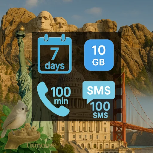 United States - 10 GB - 100 SMS - 100 Mins - 7 days