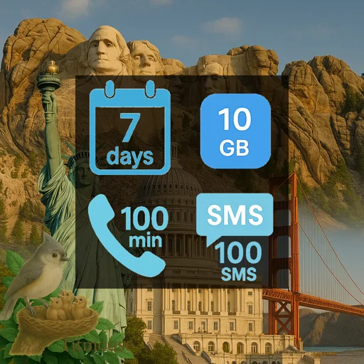 United States - 10 GB - 100 SMS - 100 Mins - 7 days