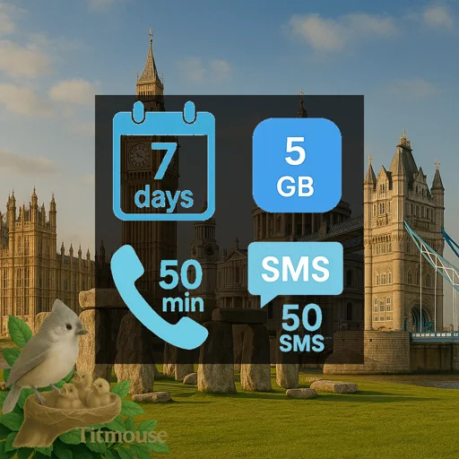 United Kingdom - 5 GB - 50 SMS - 50 Mins - 7 days