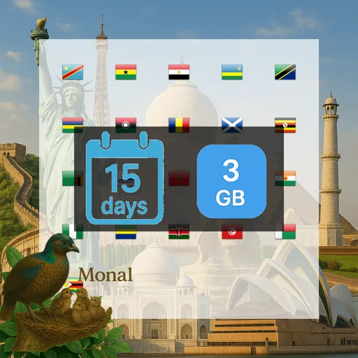 Africa (21 areas) 3GB 15Days