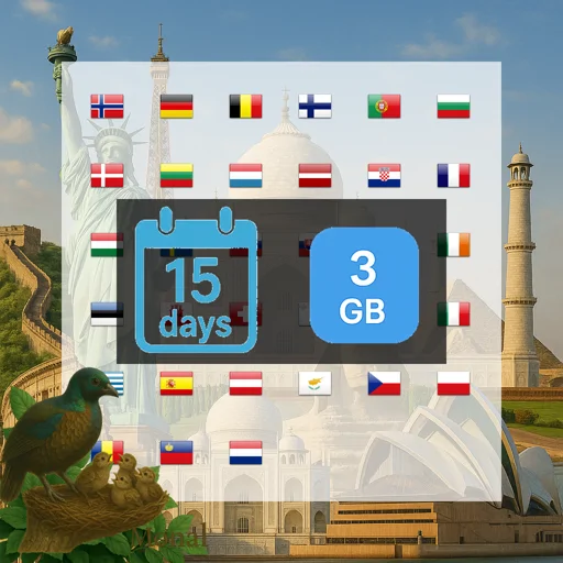 Europe (33 areas) 3GB 15Days