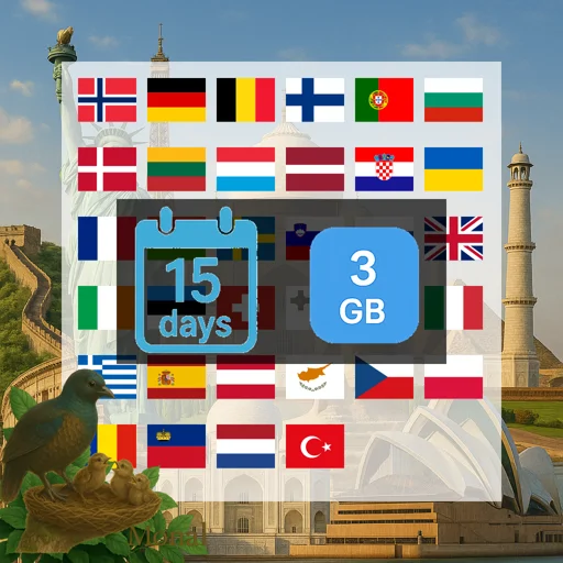 Europe (30+ areas) 3GB 15Days