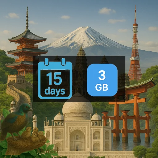Asia (20 areas) 3GB 15Days