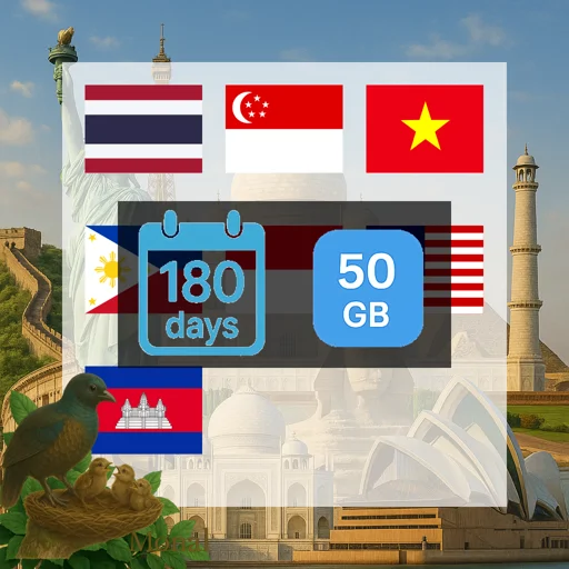 Asia (7 areas) 50GB 180Days