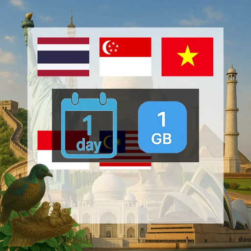 Singapore & Malaysia & Vietnam & Thailand & Indonesia 1GB/Day