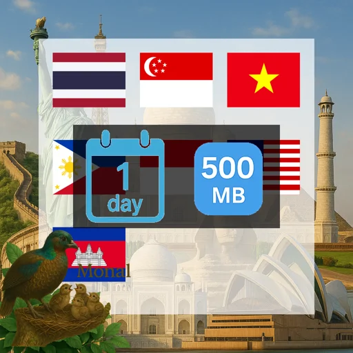 Asia (7 areas) 500MB/Day