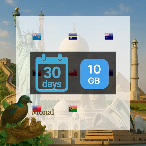 Oceania (8 areas) 10GB 30Days