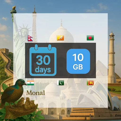 South Asia (6 areas) 10GB 30Days
