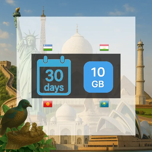 Central Asia (4 areas) 10GB 30Days