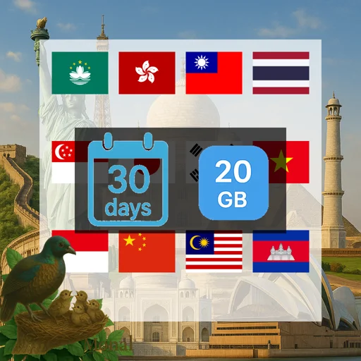 Asia (12 areas) 20GB 30Days