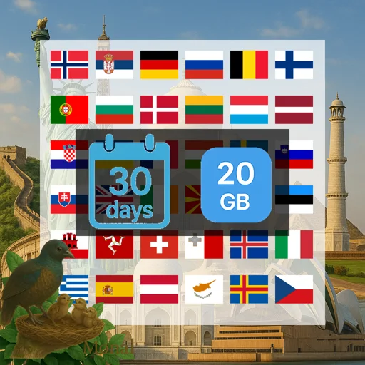 Europe 20GB 30Days
