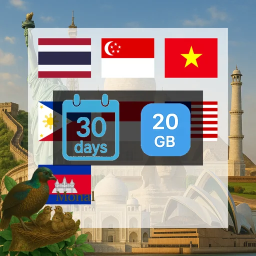 Asia (7 areas) 20GB 30Days