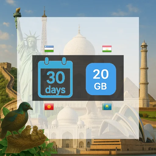 Central Asia (4 areas) 20GB 30Days