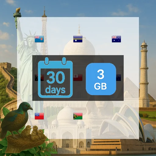Oceania (8 areas) 3GB 30Days