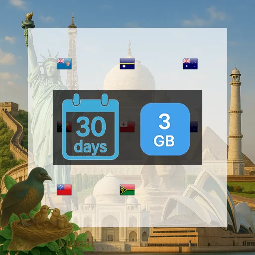 Oceania (8 areas) 3GB 30Days