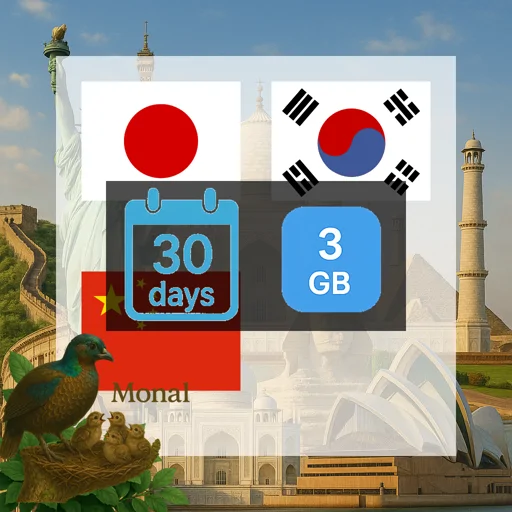 China mainland & Japan & South Korea 3GB 30Days