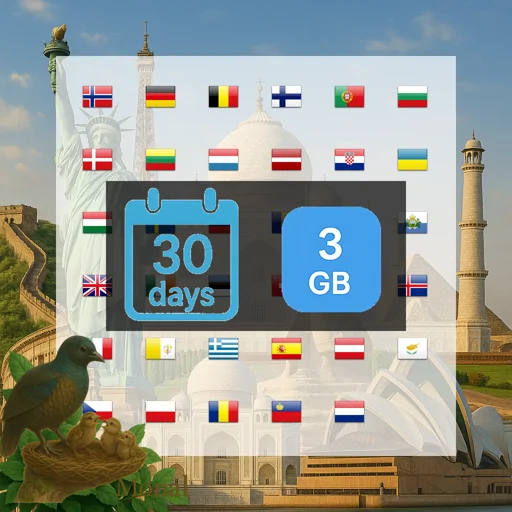 Europe (35 areas) 3GB 30Days