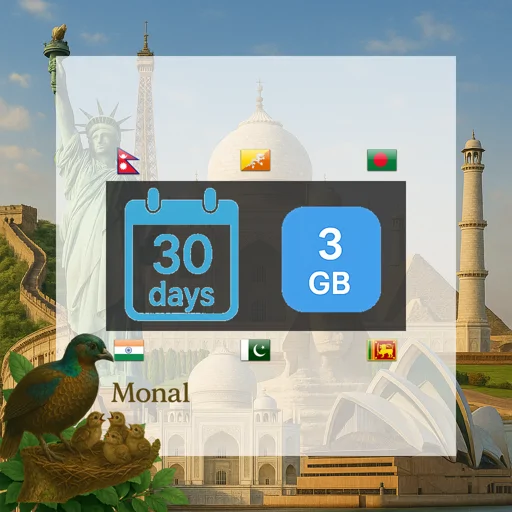 South Asia (6 areas) 3GB 30Days