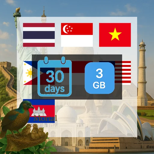 Asia (7 areas)  3GB 30Days