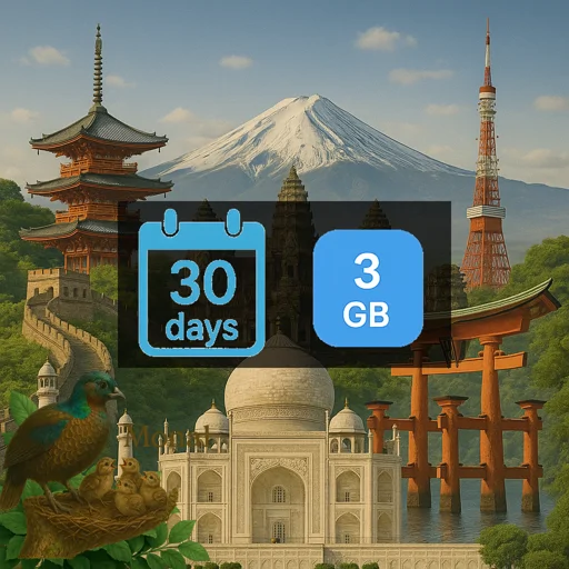 Asia (14 areas) 3GB 30Days