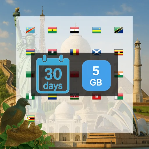 Africa (21 areas) 5GB 30Days